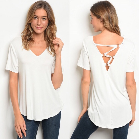 Fierce Broad Tops - White Open Back Top